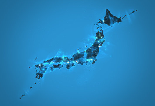 Fototapeta 日本地図パワーエネルギー青