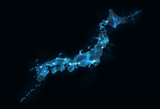 Fototapeta 日本地図パワーエネルギー青