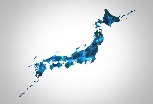 Fototapeta 日本地図パワーエネルギー青