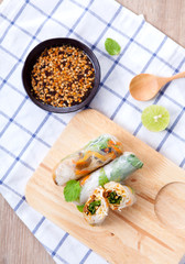 Steamed spring roll, Vegetarian food, selective focus