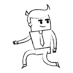Fototapeta na wymiar blurred silhouette image full body cartoon executive man jumping vector illustration