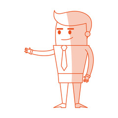 red silhouette image full body cartoon business man extended hand vector illustration
