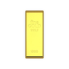 Gold bar. Isolated on white background. 3D rendering illustration.