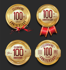 Anniversary golden retro vintage labels collection 
