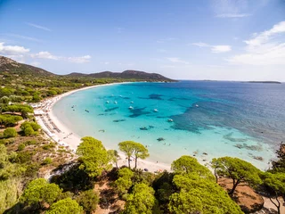 Foto auf Acrylglas Palombaggia Strand, Korsika Plage de Palombaggia bilden oben auf Korsika