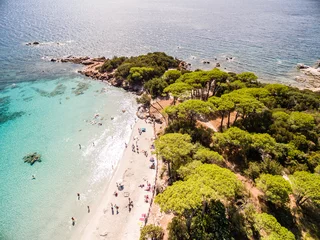 Deurstickers Palombaggia strand, Corsica Palombaggia strandvorm boven op corse