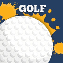 golf ball icon over yellow splashes and blue background. colorful design. vector illustration