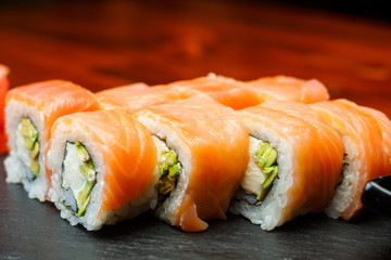 Salmon sushi rolls