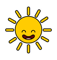 summer sun kawaii character vector illustration design