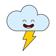 cloud with ray climate kawaii character vector illustration design