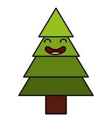 pine tree kawaii character vector illustration design