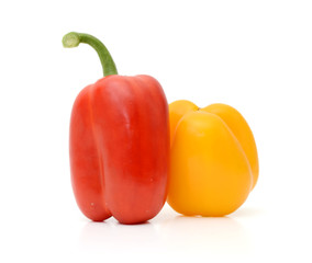 Fresh colorful bell peppers on the white background