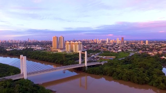 Aerial view of the Sergio Motta Bridge in Cuiaba, Mato Grosso, Brazil.