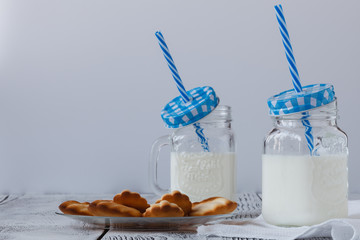 Freshly made Milkshake or smoothie on the table