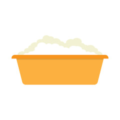 plastic basin with soap suds.