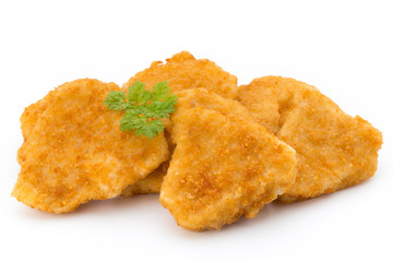 Nugget chiken on the white background.