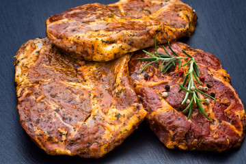 Pork chops, pepper and rosemary marinade.