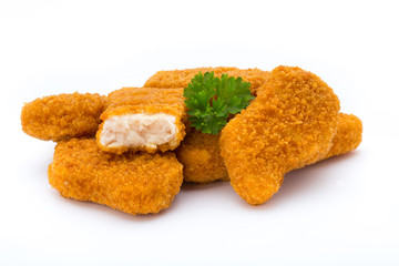 Nugget chiken on the white background.