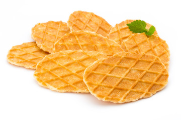 Sweet waffle on the white background.