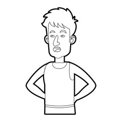 character man tousled leisure line vector illustration design