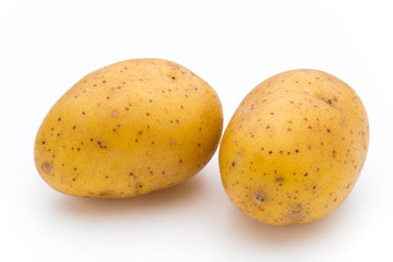 Raw potato isolated on white background.