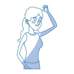 character woman her arm raised image vector illustration design