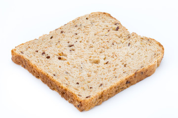 Slices of rye bread isolated on white background.