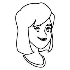 face girl smile comic image outline vector illustration