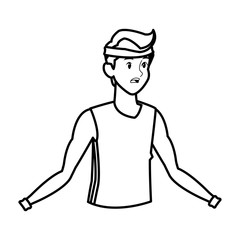 sport man fitness active lifestyle line vector illustration