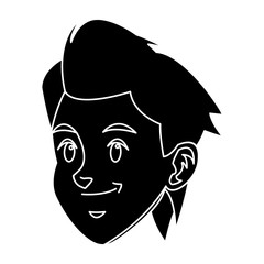 head boy young facial expression silhouette vector illustration