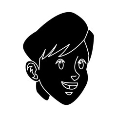 head boy young facial expression silhouette line vector illustration