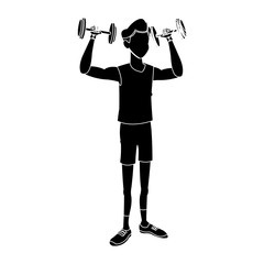 Fototapeta na wymiar sport man dumbbell fitness active lifestyle silhouette vector illustration