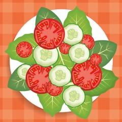 dish with healthy vegetables icon over orange background. colorful design. vector illustration
