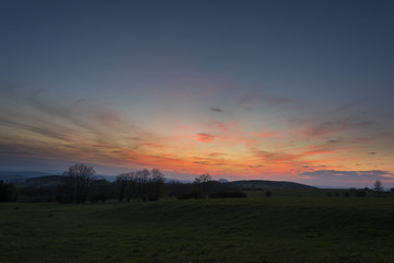 Fototapeta na wymiar Colorful sky during sunset under the horizon