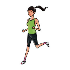 drawing sport girl running fitness image vector illustration