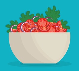 bowl with vegetables salad icon over blue background. colorful design. vector illustration