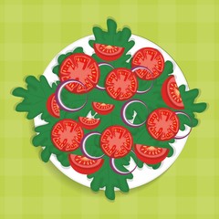 dish with healthy vegetables icon over green background. colorful design. vector illustration
