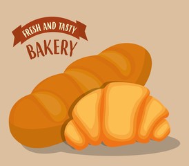 bread and croissant icon. bakery products concept. colorful design. vector illustration