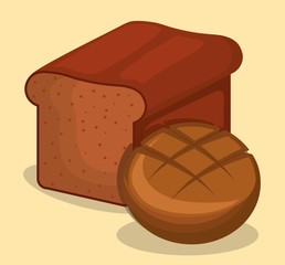 breads icon over yellow background. bakery products concept. colorful design. vector illustration