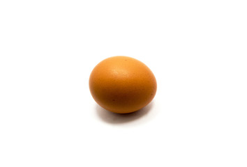 Single brown chicken egg isolated on white background