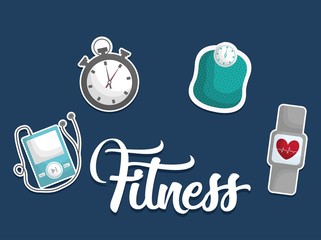 fitness lifestyle related icons. over blue background.  colorful design. vector illustration
