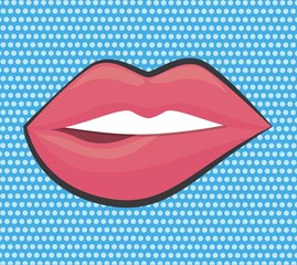 sensual lips icon over blue background. colorful design. vector illustration