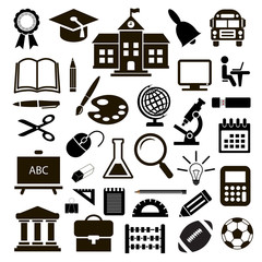 Outline icon collection - School education. Vector illustration