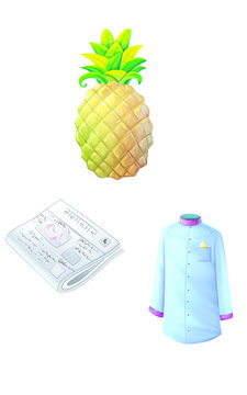 pineapple, newspaper, achkan