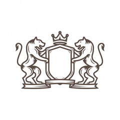 Heraldry logo in the style of engraving