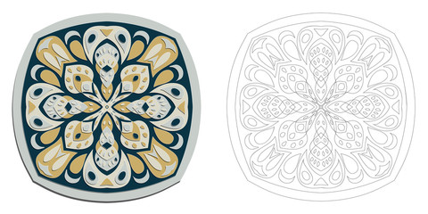 mandala coloring drawing flower vector