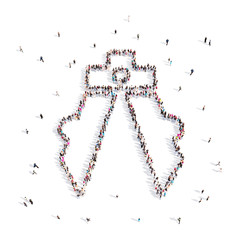 People walking in compass .3D illustration. 3D rendering.