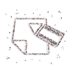 People walking in pencil .3D illustration. 3D rendering.