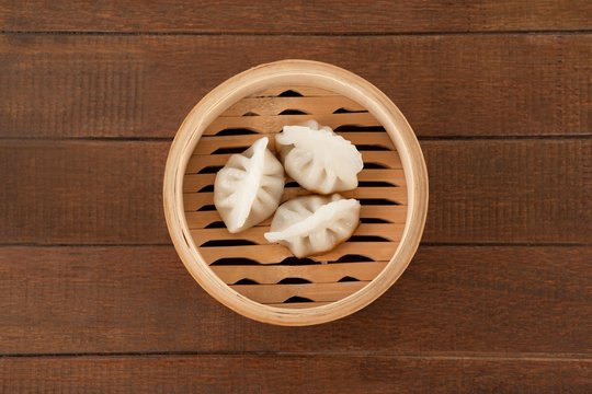 Dumplings In Bamboo Steamer