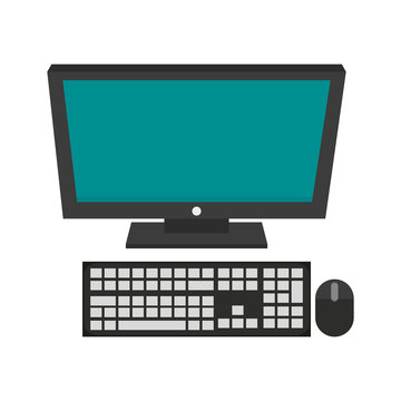 computer with keyboard and mouse icon image vector illustration design 